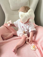 Cotton Flower Rattle & Dummy Clip Set - Pink
