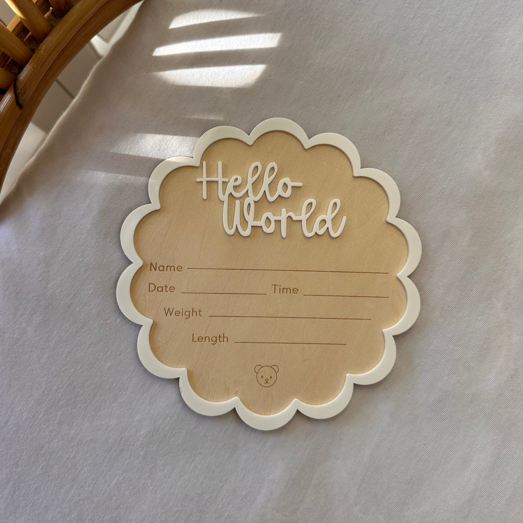 Scalloped “Hello World” Announcement Card