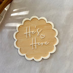 Scalloped “He’s Here” Announcement Card