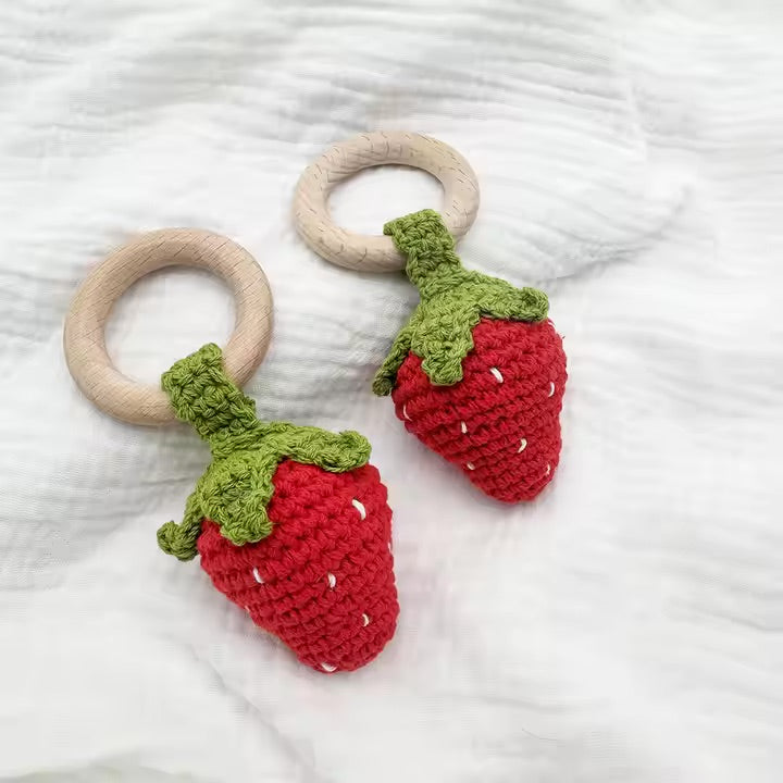 Strawberry Cotton Sensory Rattle