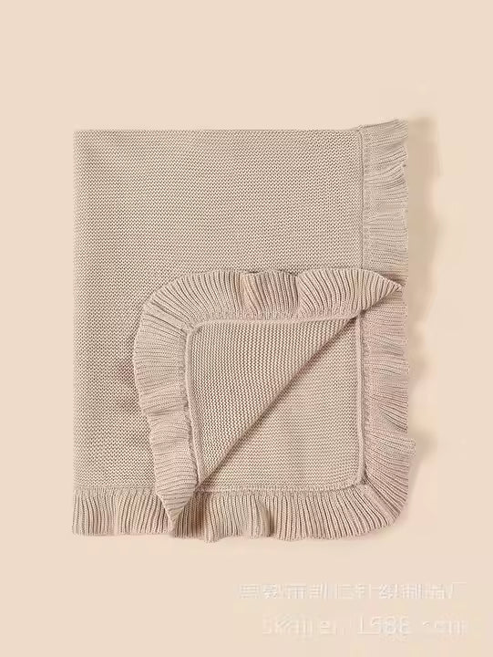 Sand 100% Cotton Ruffle Blanket