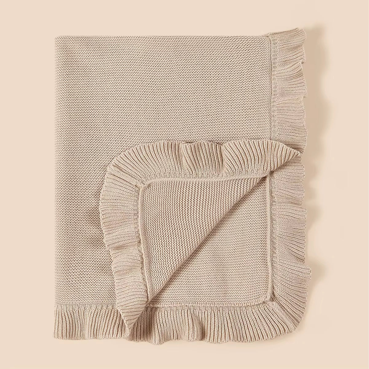 Sand 100% Cotton Ruffle Blanket