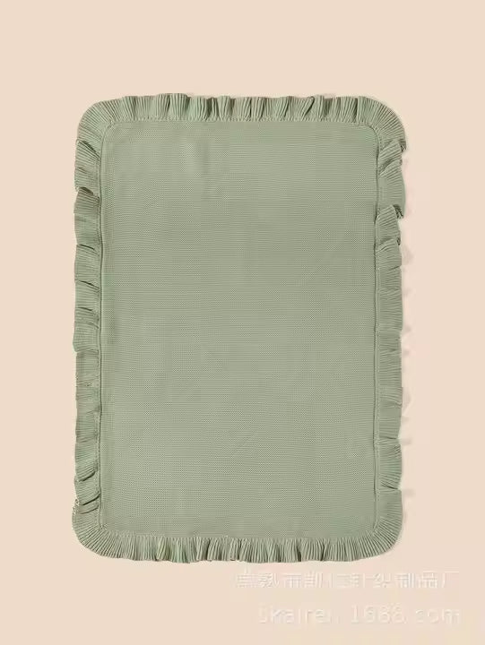 Sage 100% Cotton Ruffle Blanket