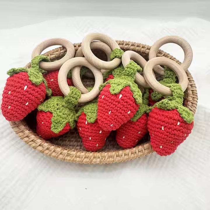 Strawberry Cotton Sensory Rattle