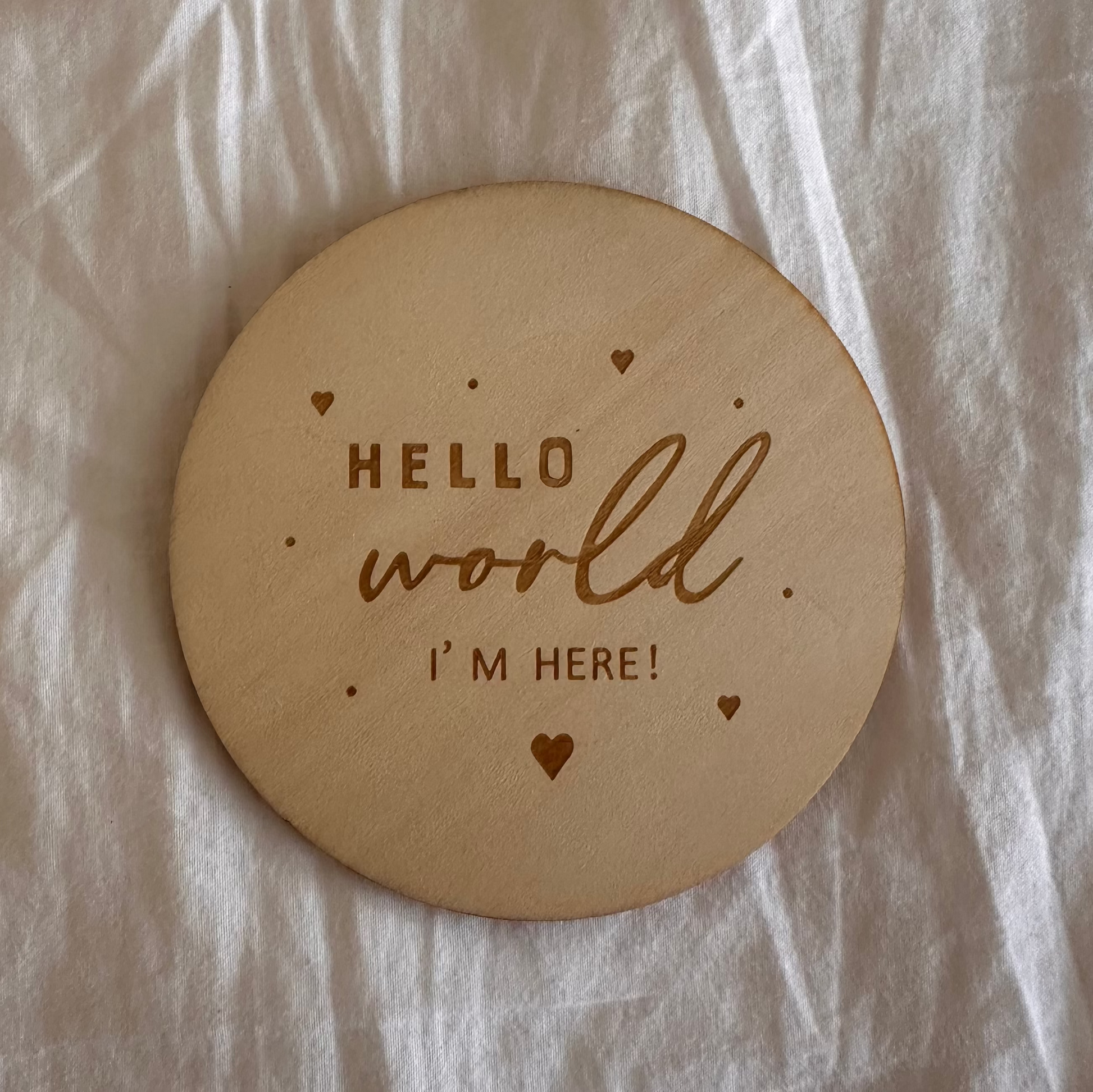 Hello World I'm Here Announcement Card