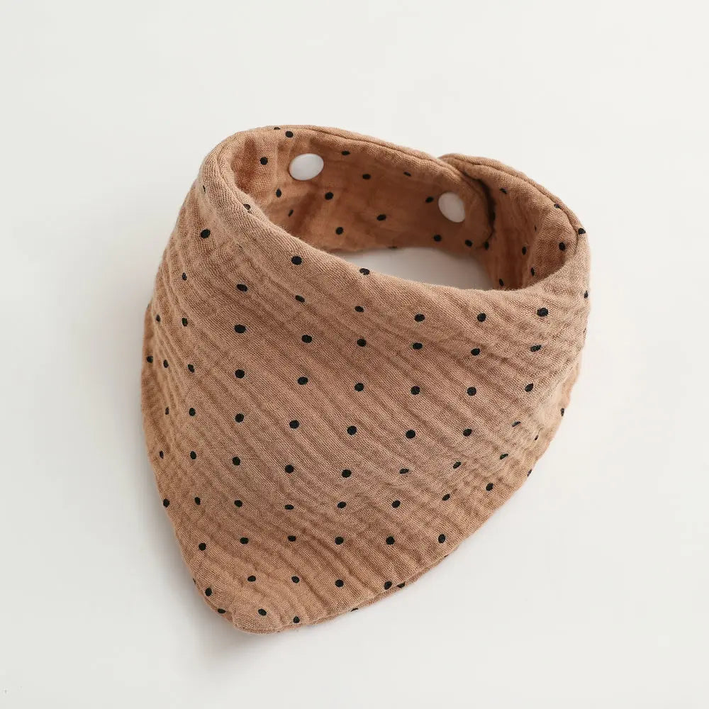 Brown and Black Polka Dot Cotton Baby Bib
