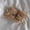 Peach Speckle 100% Cotton Knitted Baby Booties