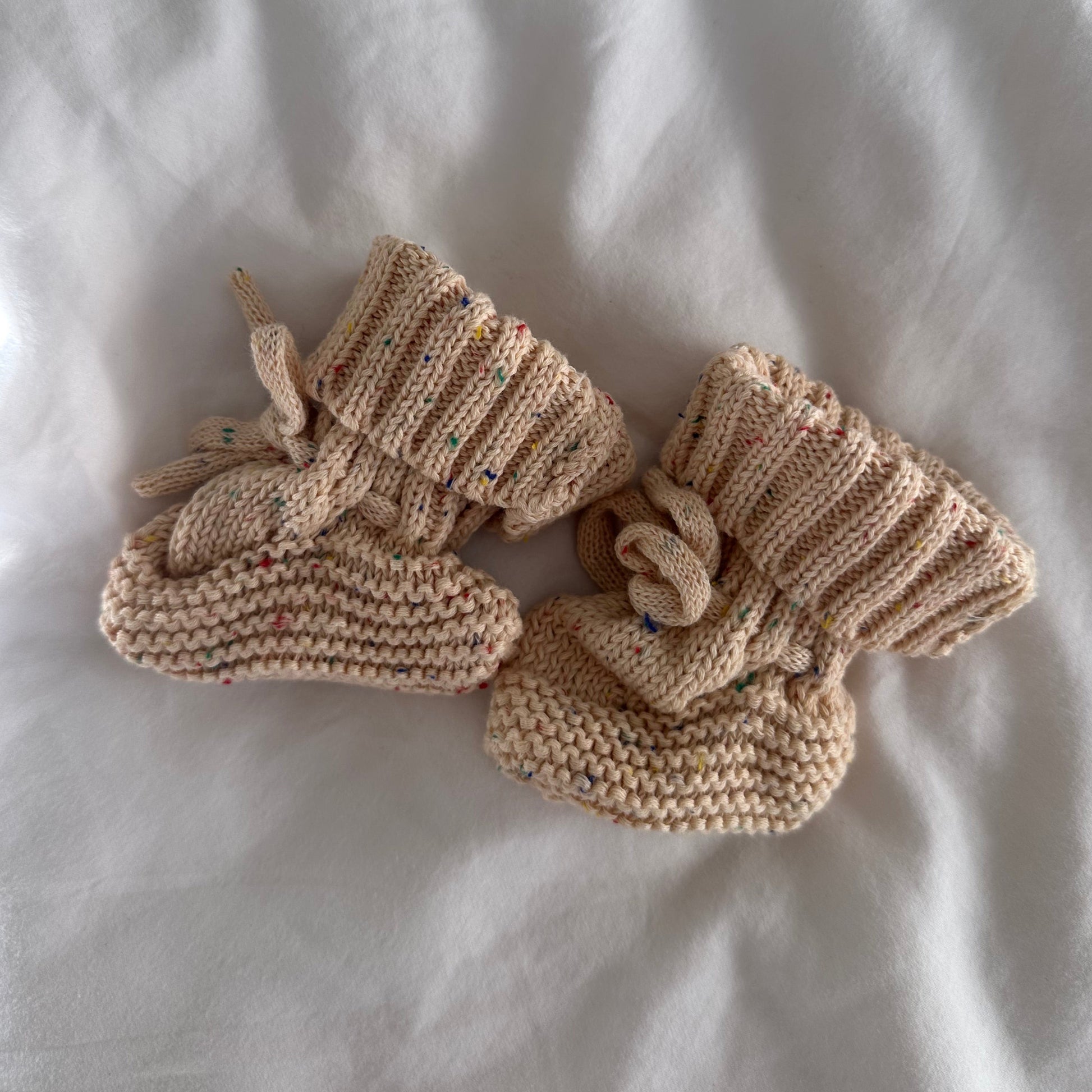 Peach Speckle 100% Cotton Knitted Baby Booties