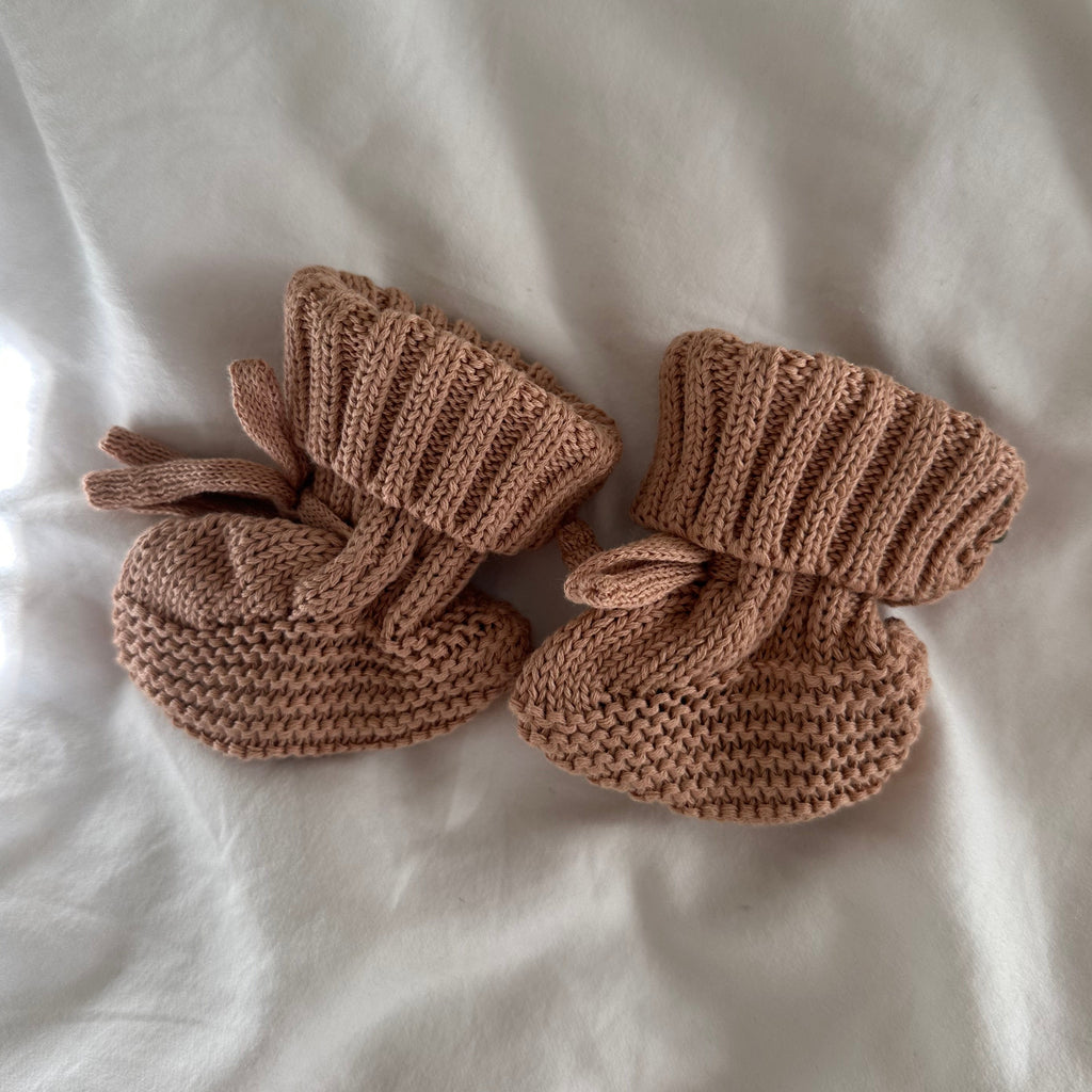 Caramel 100% Cotton Knitted Baby Booties
