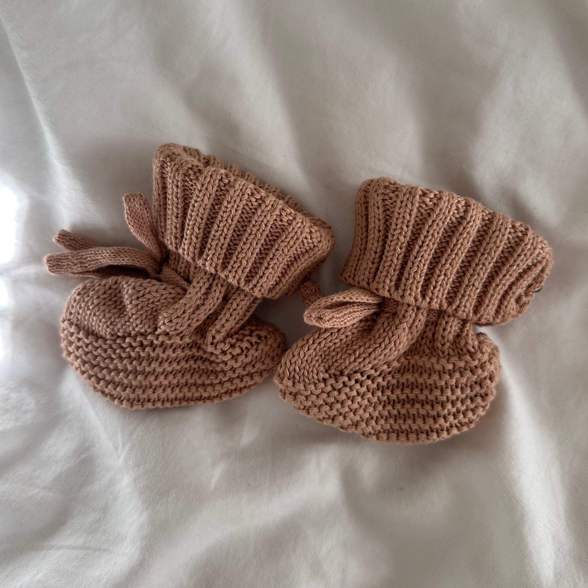 Caramel 100% Cotton Knitted Baby Booties