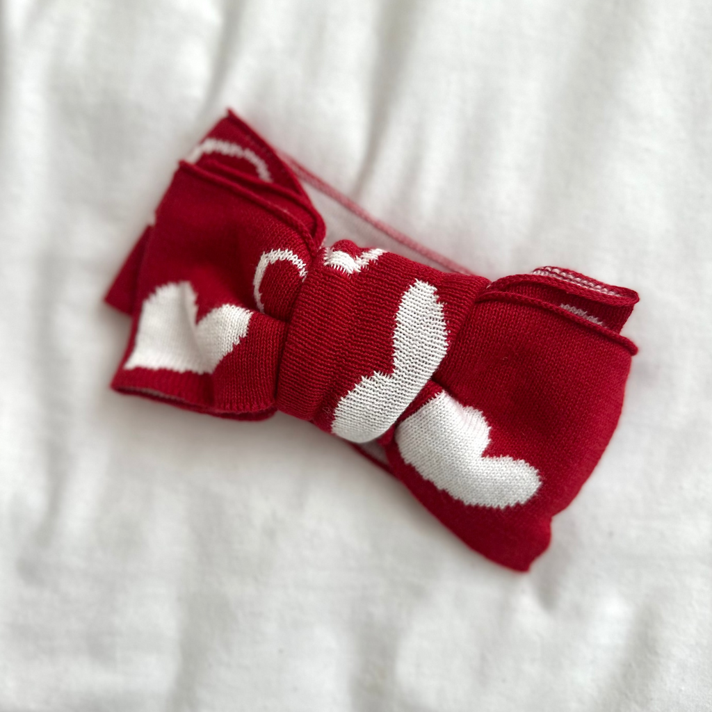 Knitted Hearts Cotton Headband