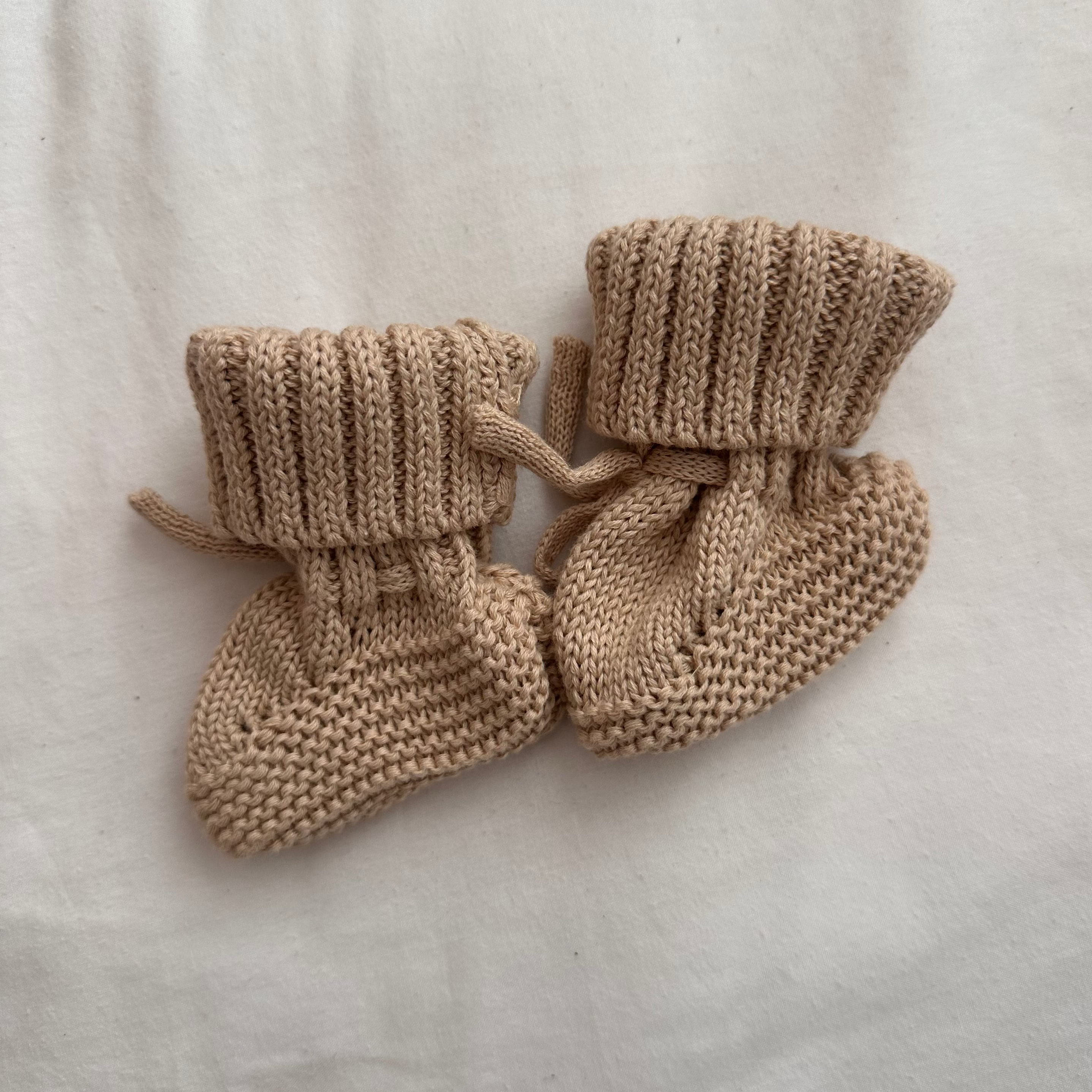 Sand 100% Cotton Knitted Baby Booties