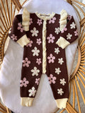 Frill Knit Romper - Mocha Bloom