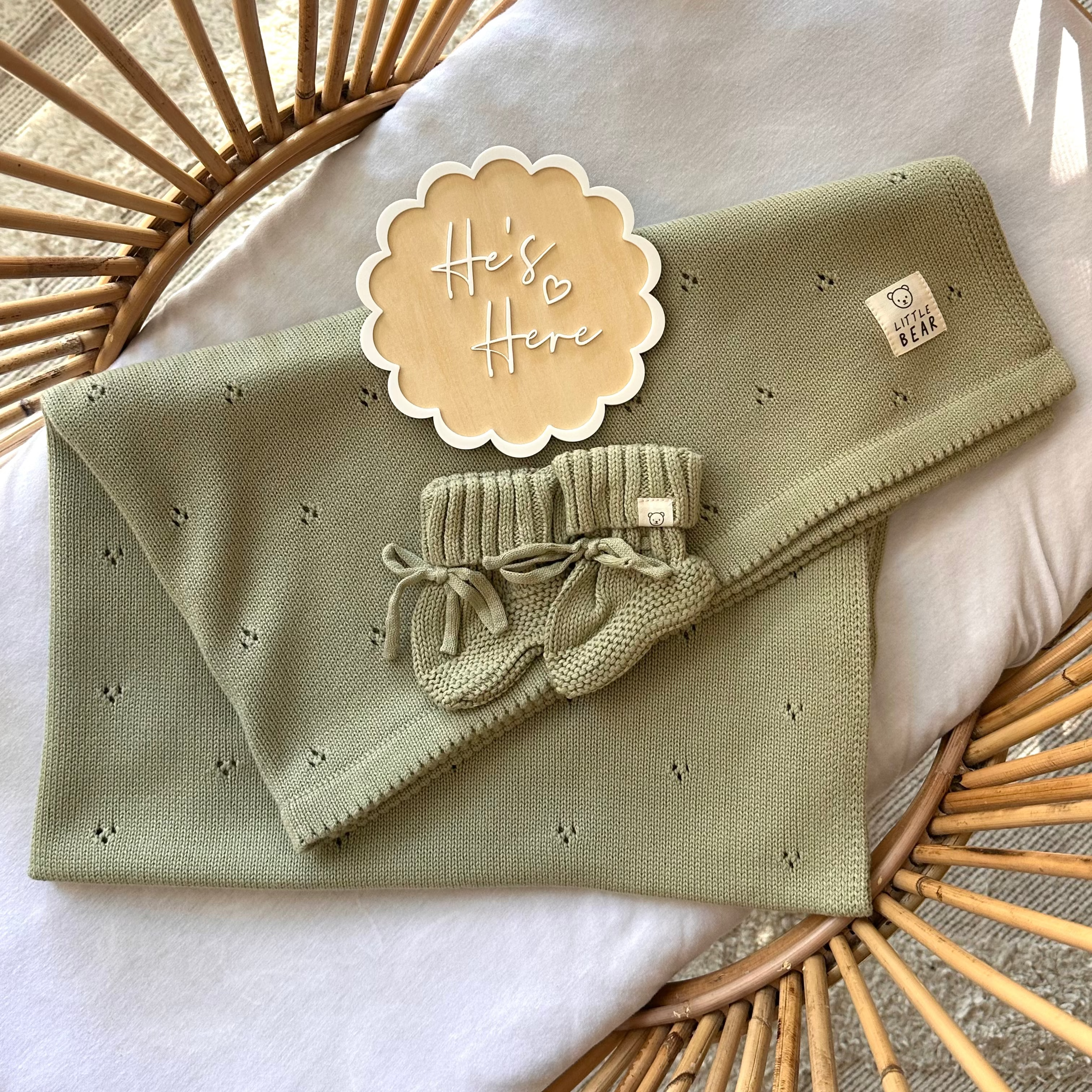 Heirloom Blanket Announcement Bundle - Sage