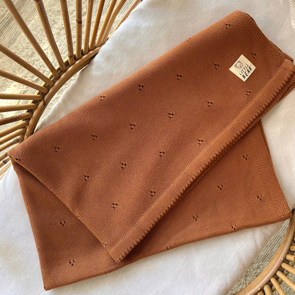 Cotton Heirloom Knit Blanket - Chocolate