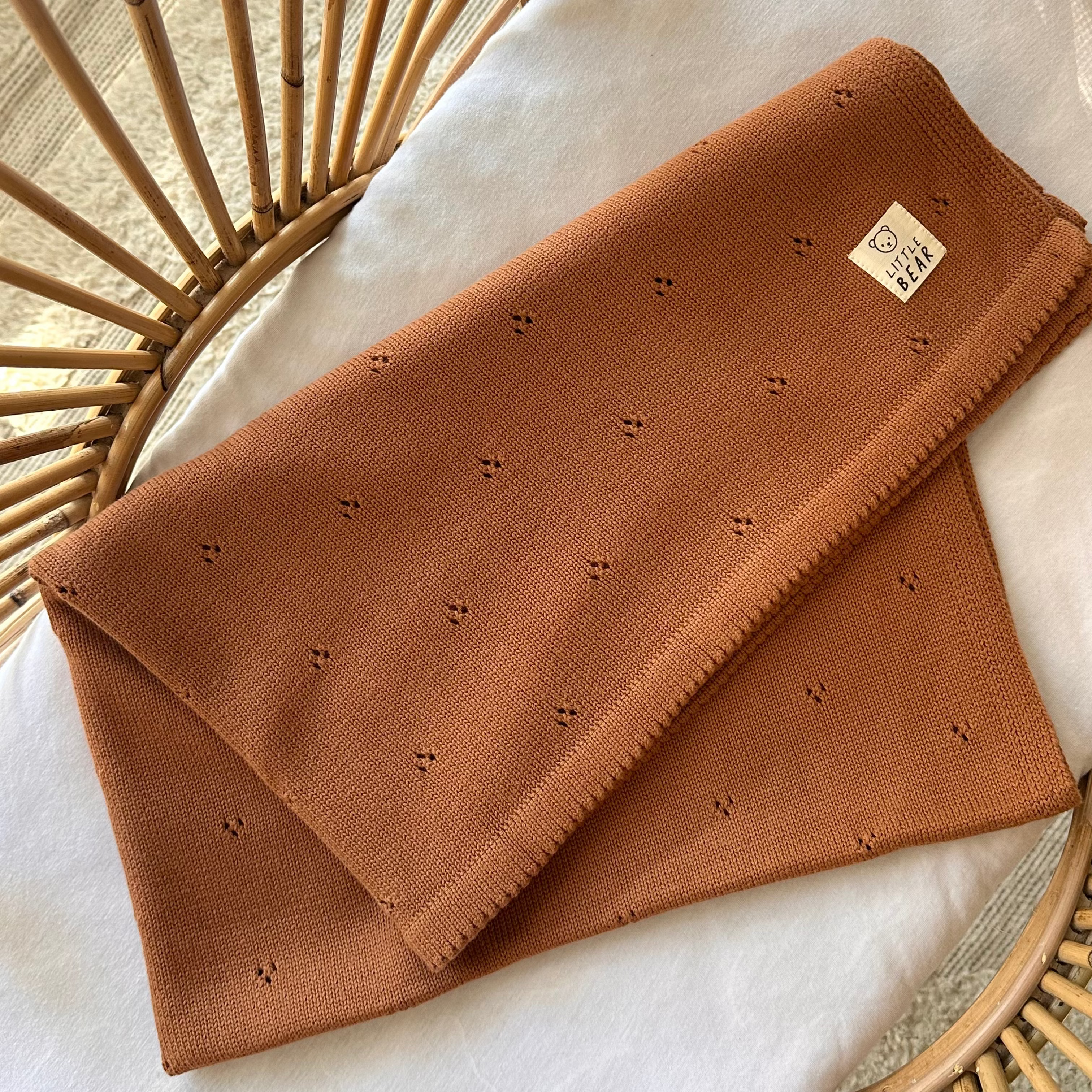 Cotton Heirloom Knit Blanket - Chocolate