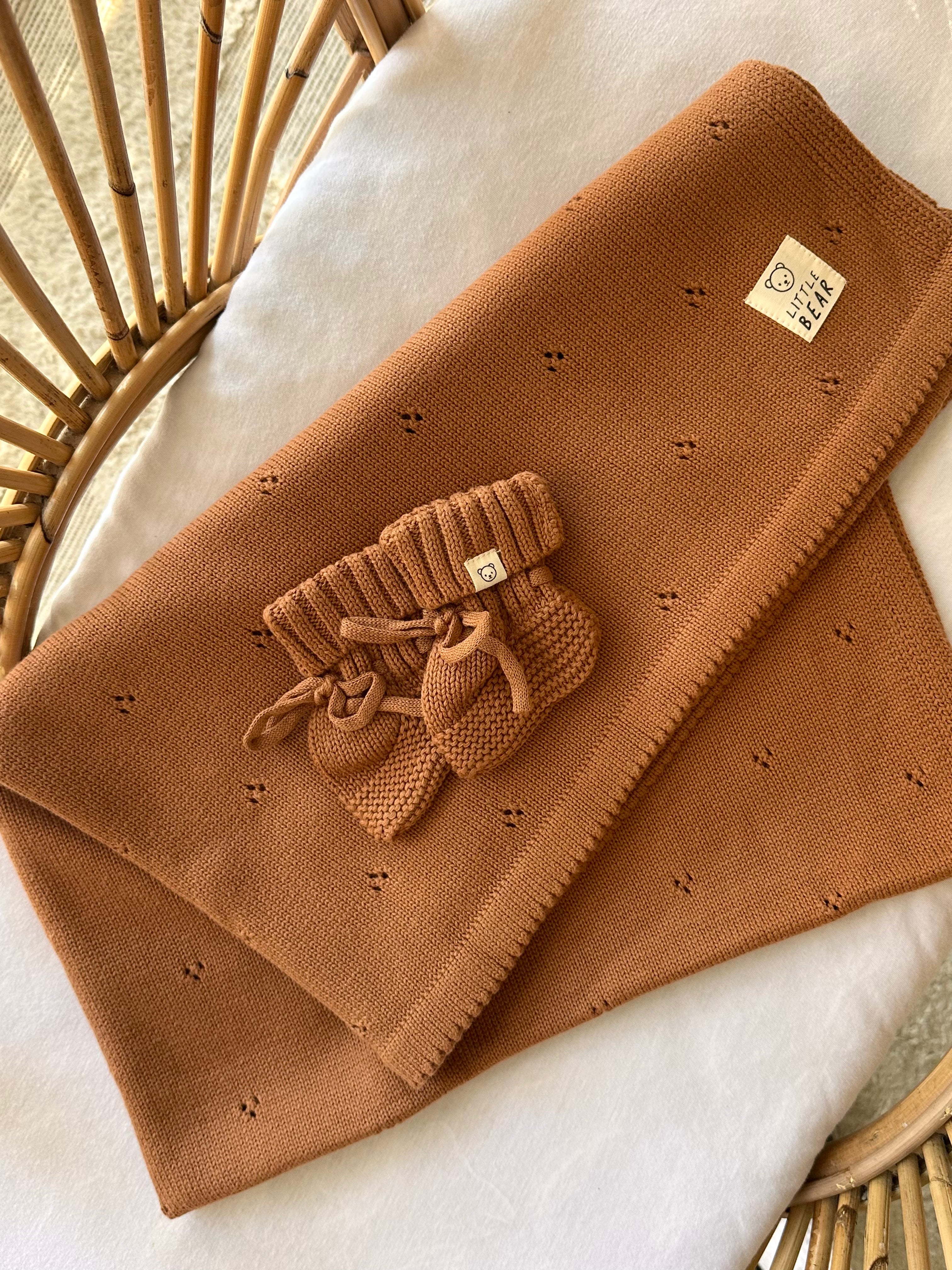 Cotton Heirloom Knit Blanket - Chocolate