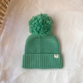 Knitted Pom Pom Beanie - Moss Green