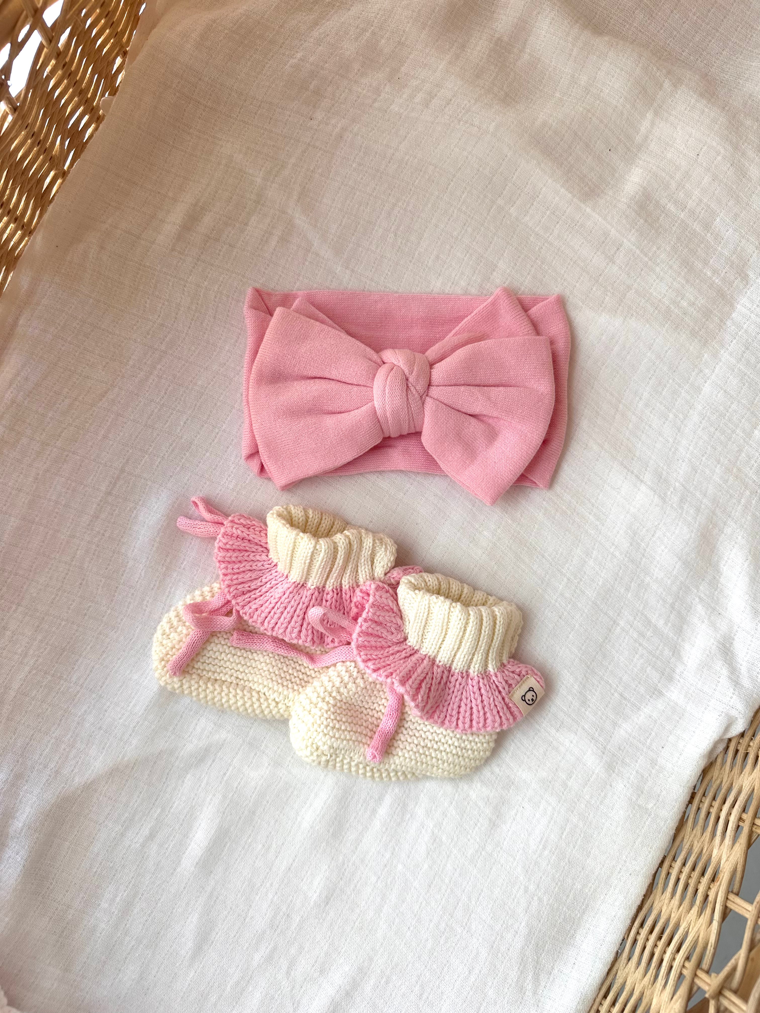 Frill Booties - Pink and Cream