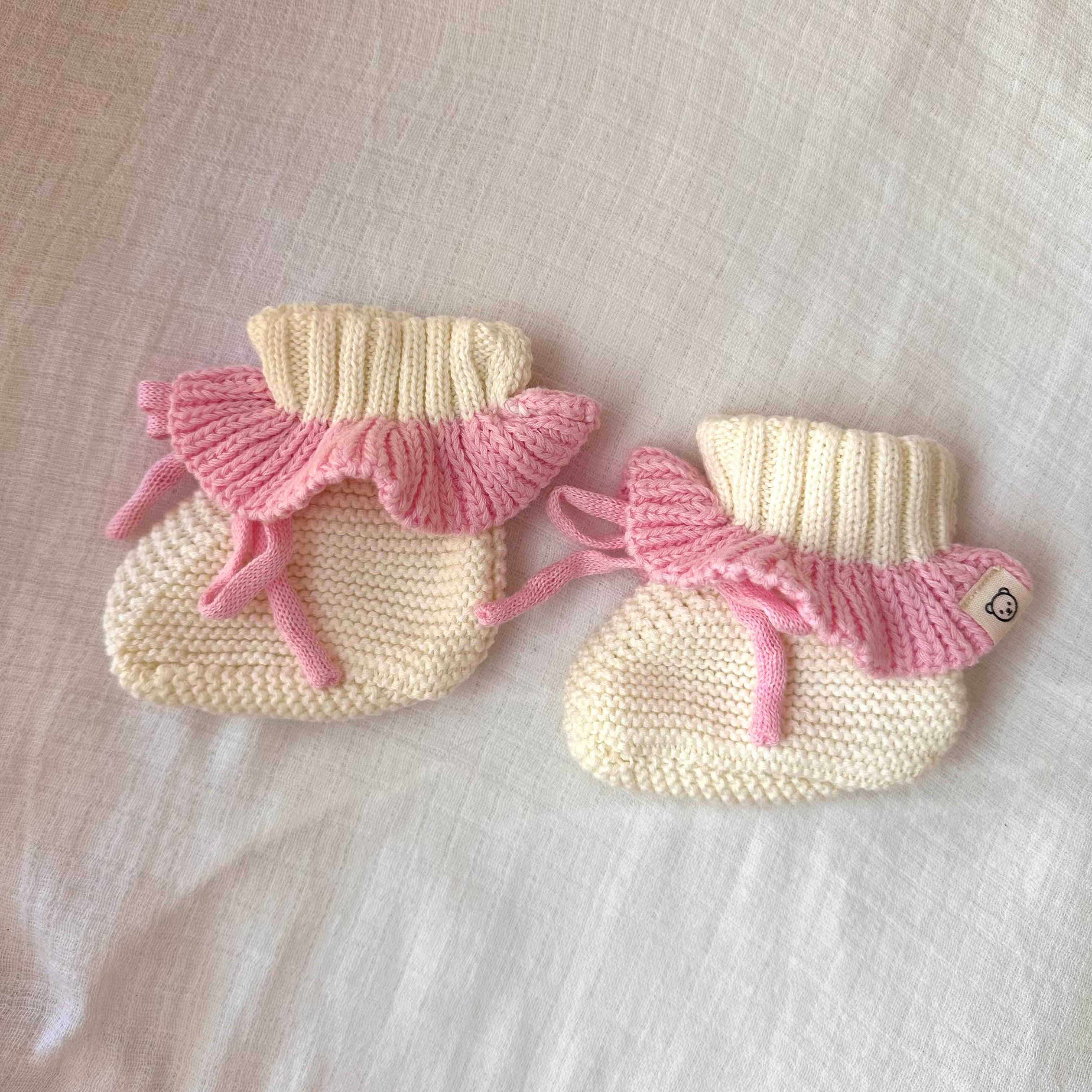 Frill Booties - Pink and Cream