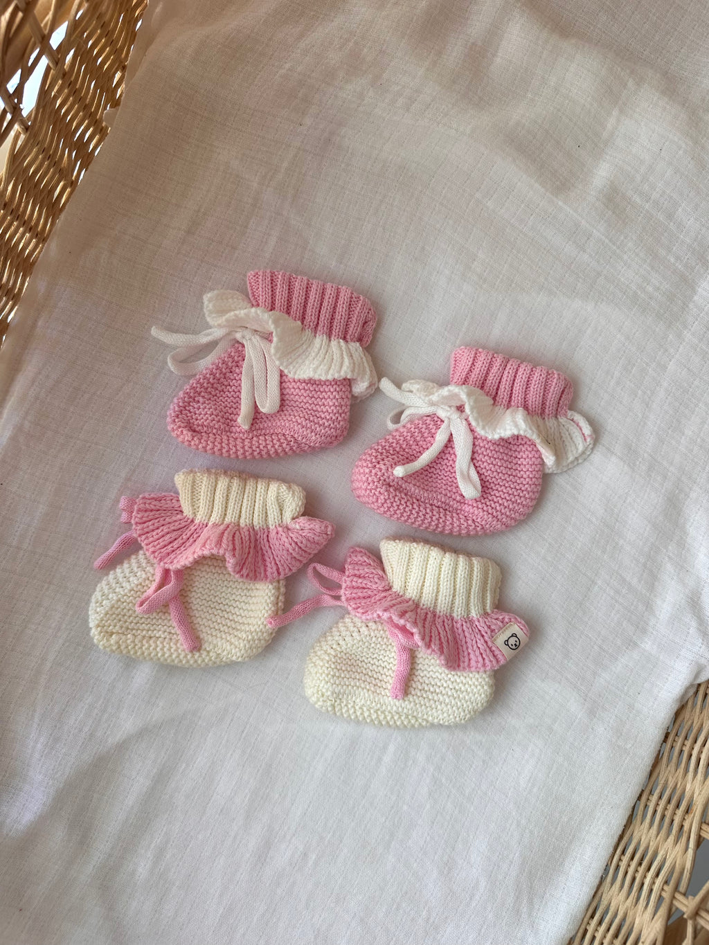 Frill Booties - White and Pink