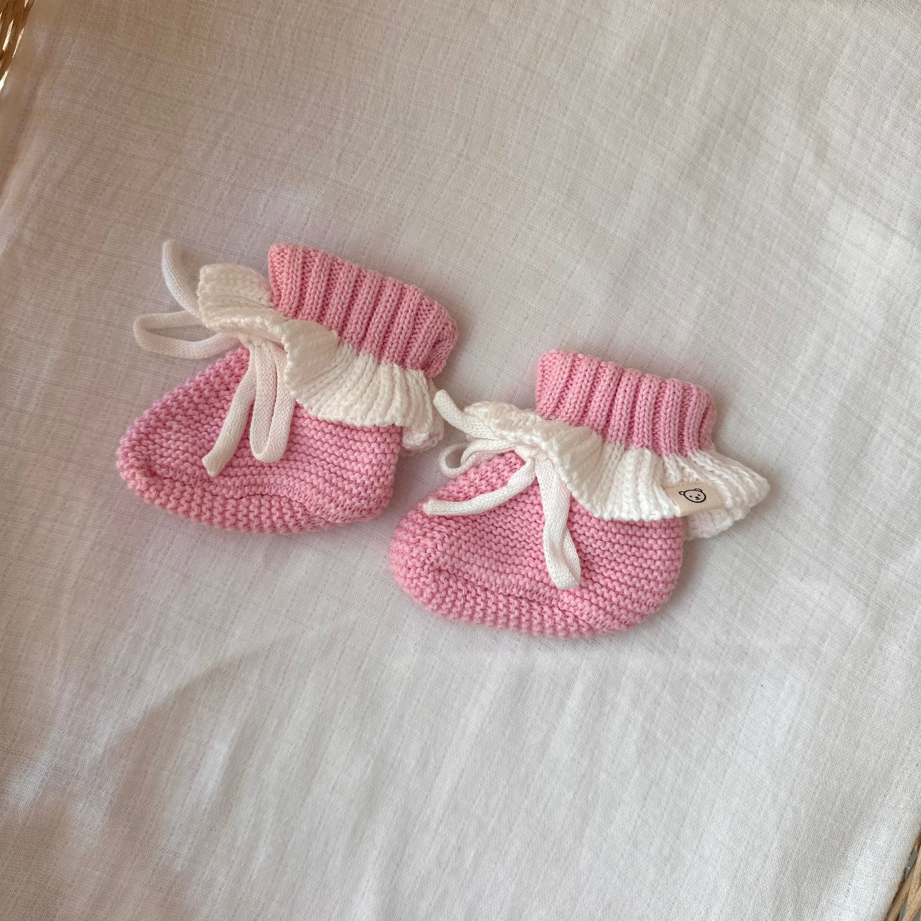 Frill Booties - White and Pink