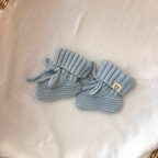 Knitted Cotton Booties - Powder Blue