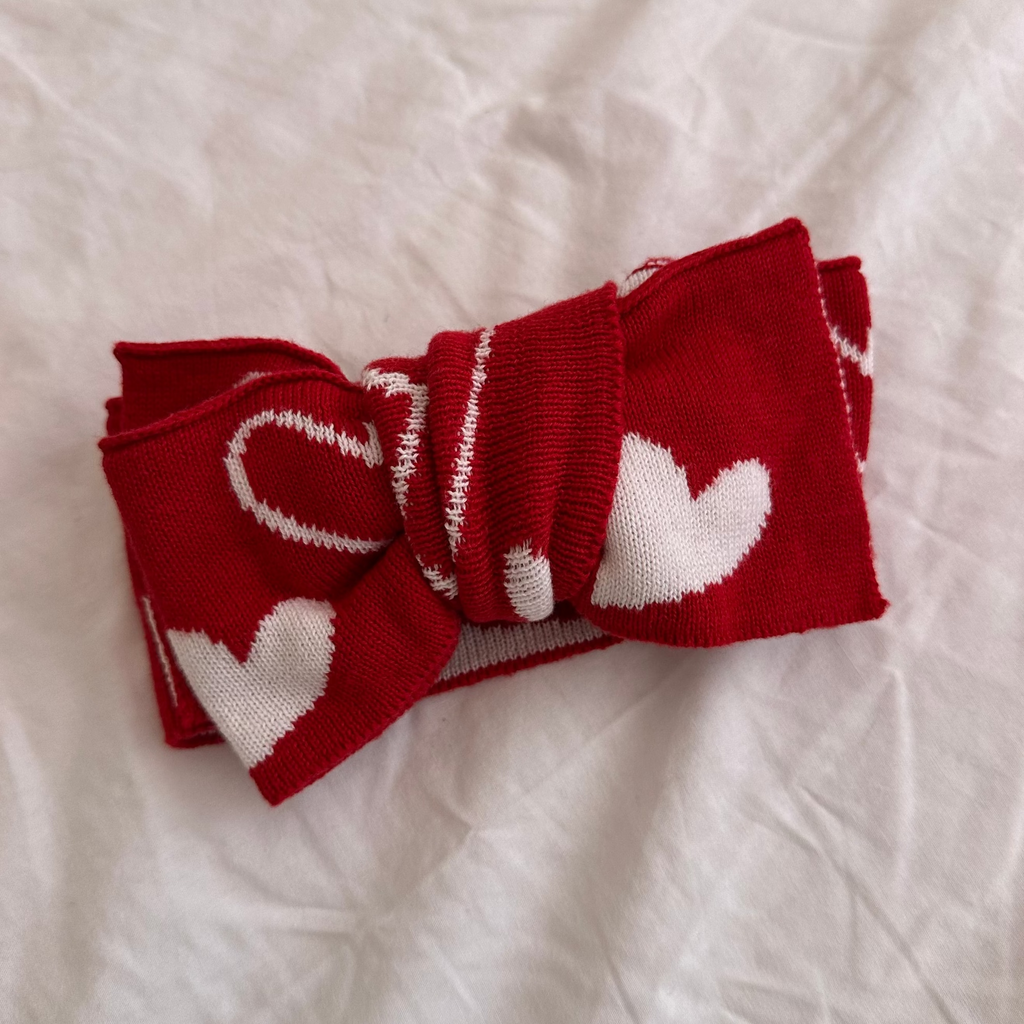 Knitted Hearts Cotton Headband