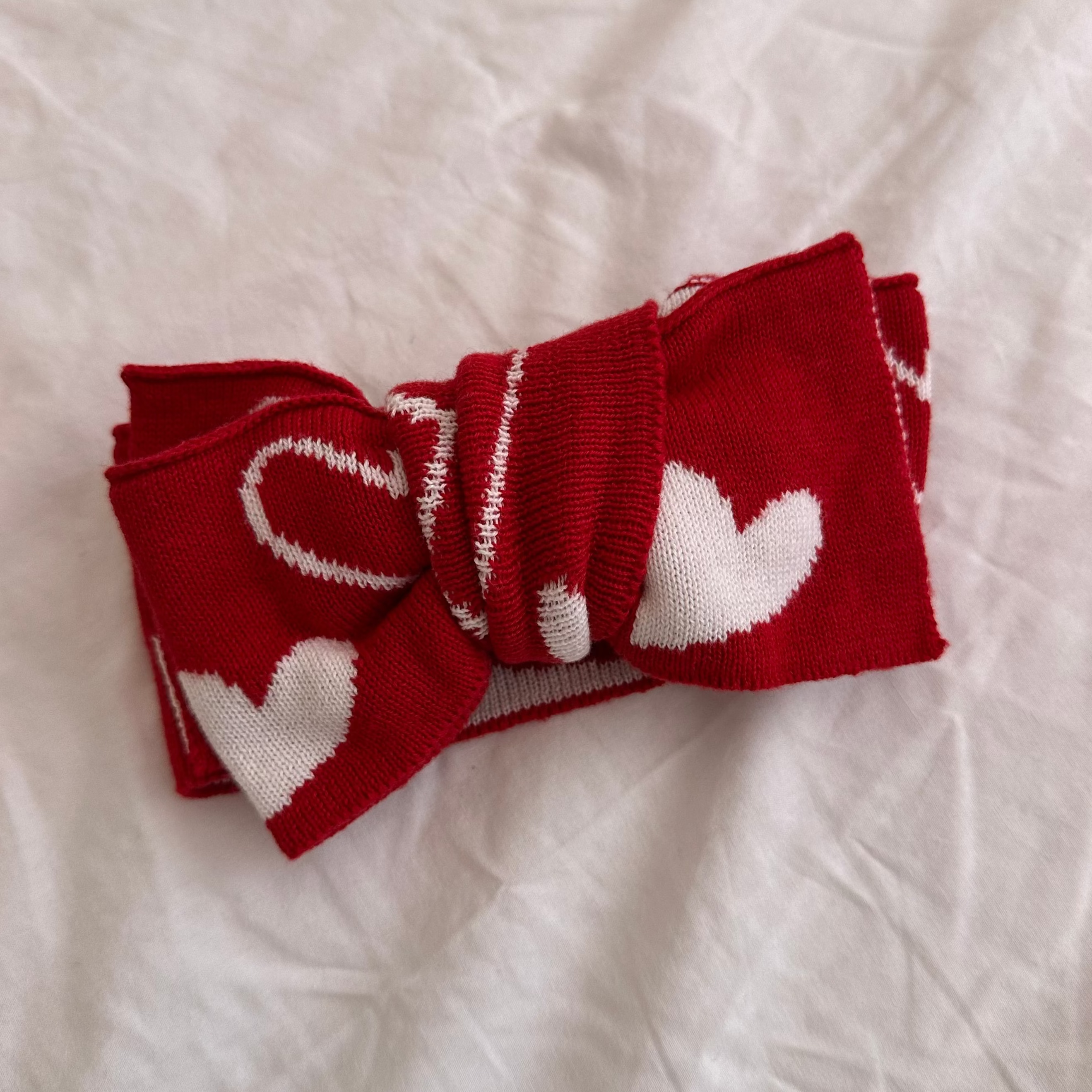 Knitted Hearts Cotton Headband