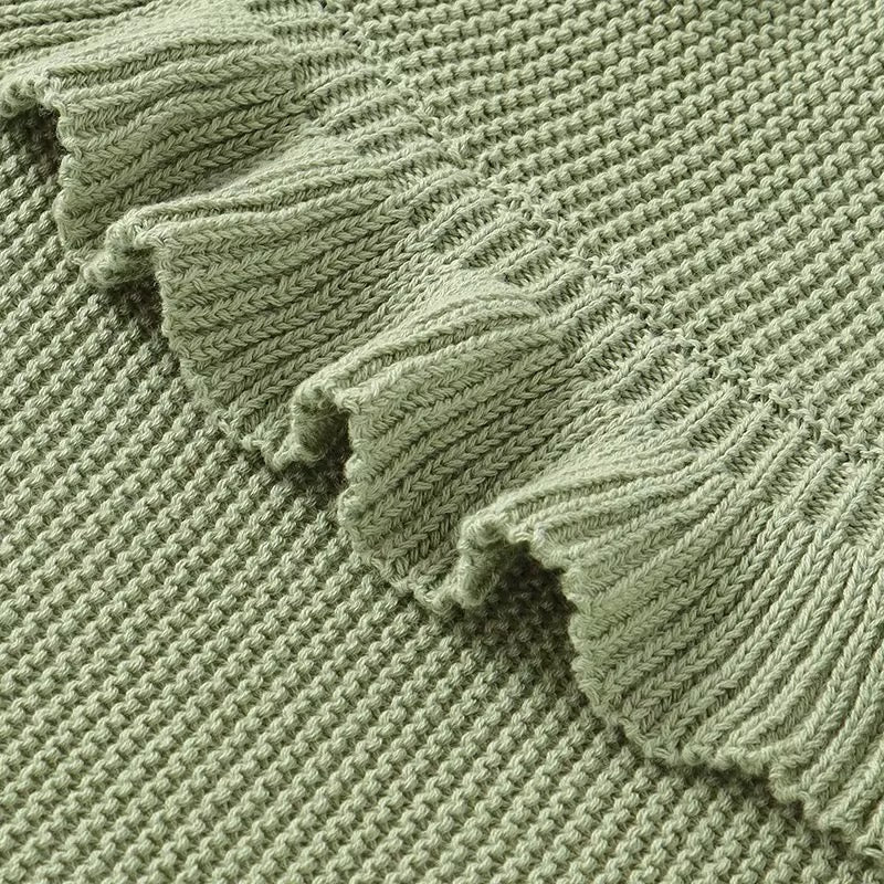 Sage 100% Cotton Ruffle Blanket