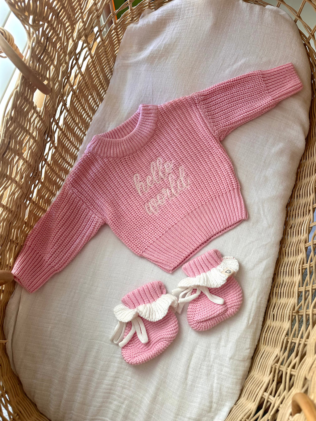 "Hello World" Knitted Jumper - Pink