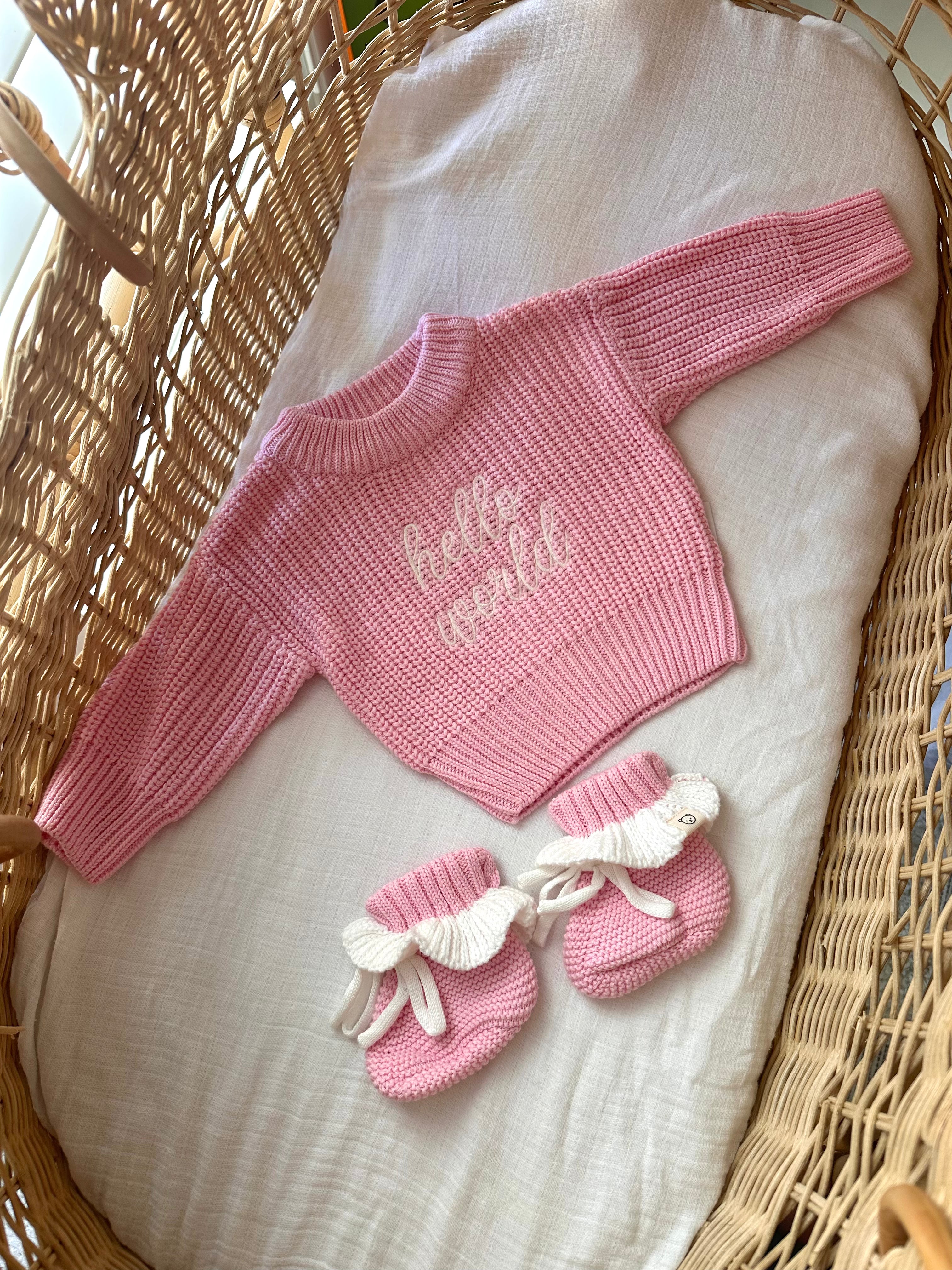 "Hello World" Knitted Jumper - Pink