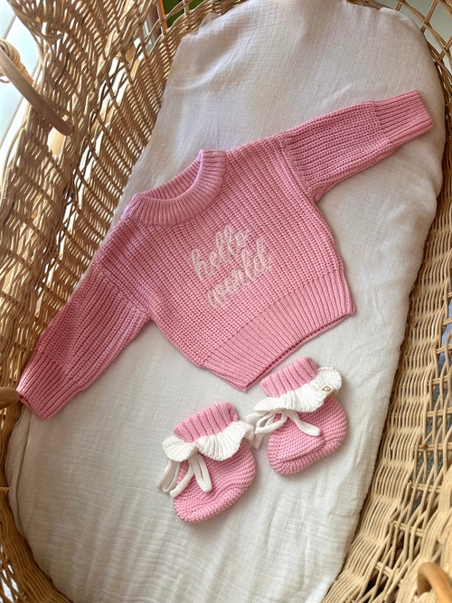 "Hello World" Knitted Jumper - Pink