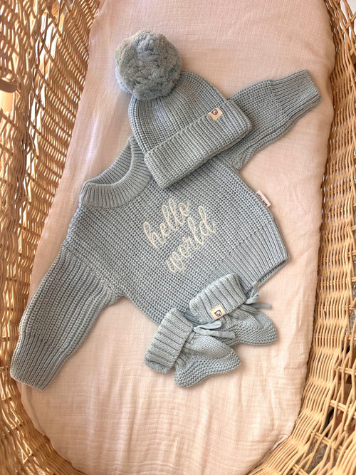"Hello World" Knitted Jumper - Blue