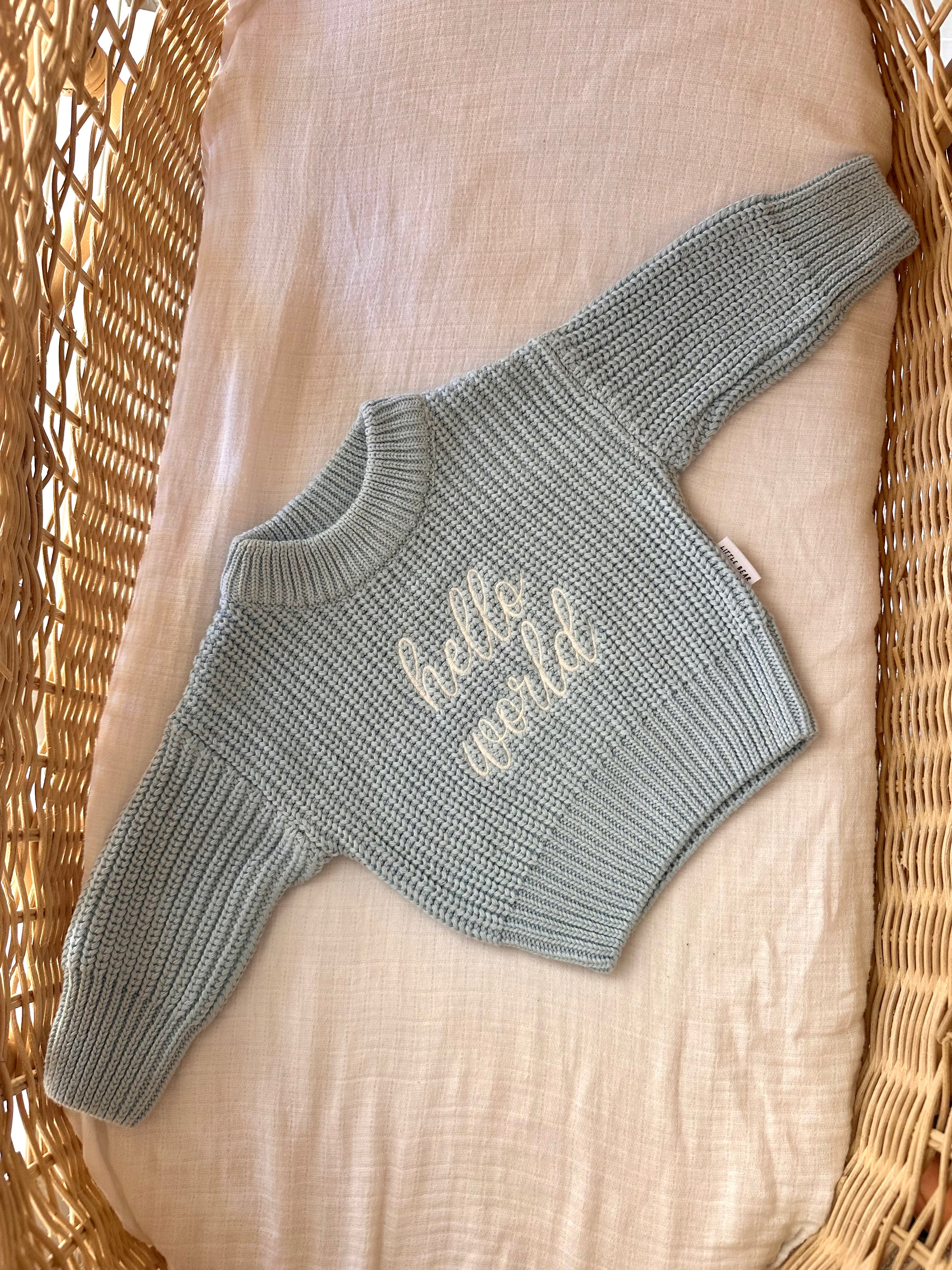 "Hello World" Knitted Jumper - Blue