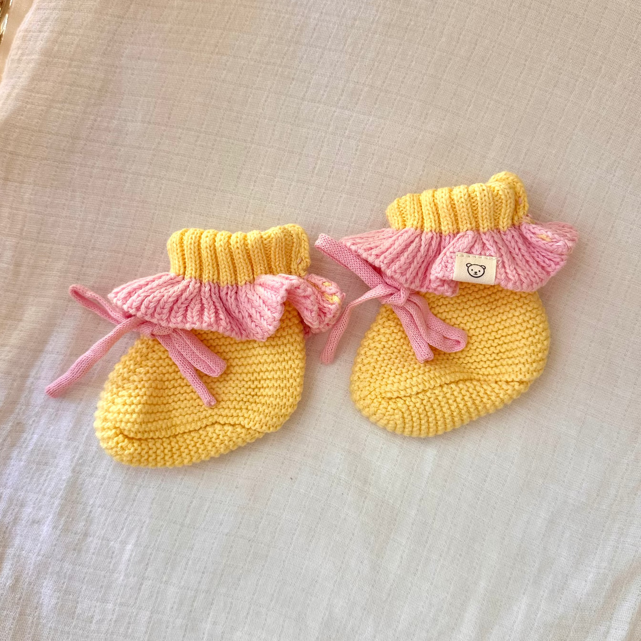 Frill Booties - Yellow and Pink