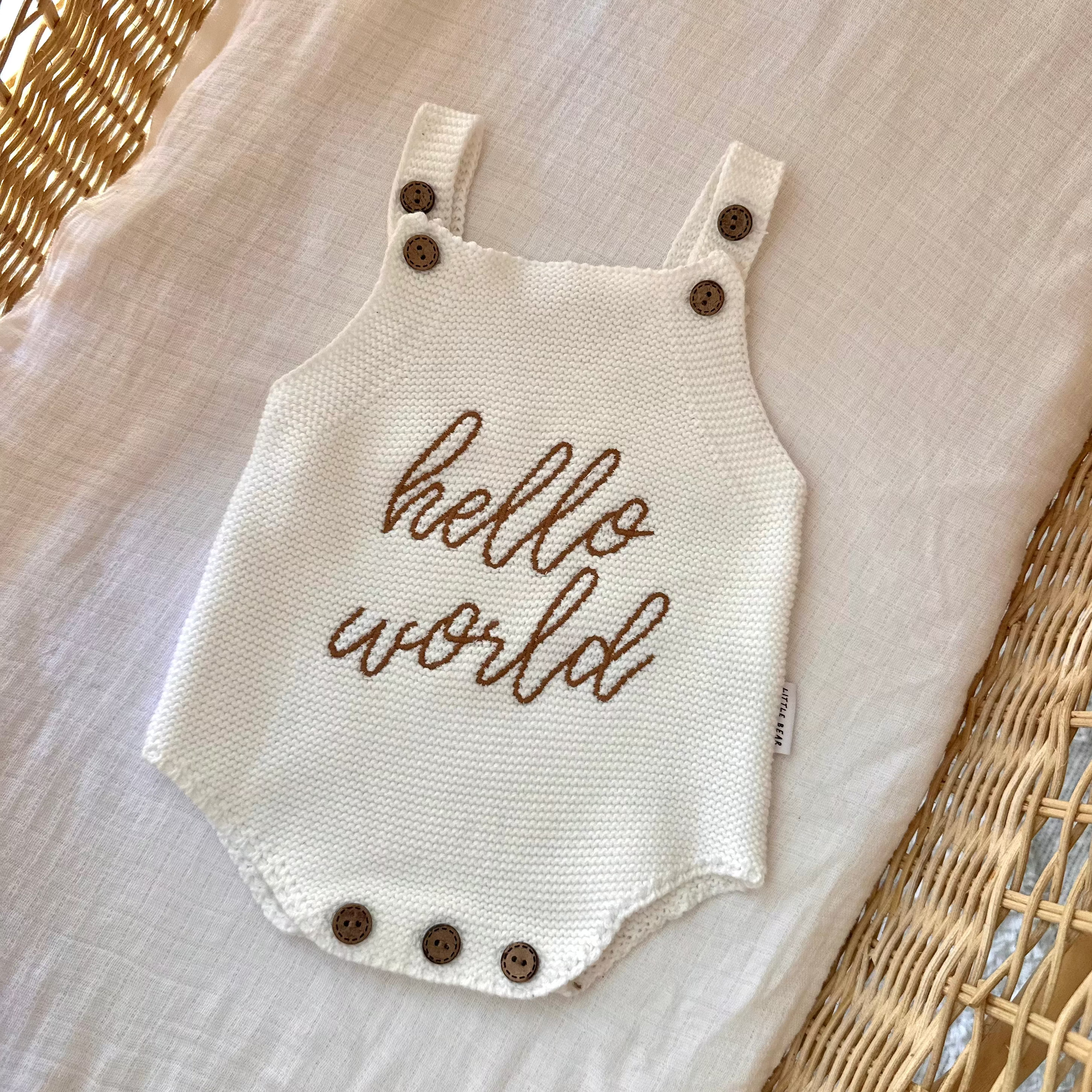 "Hello World" Singlet Romper - White