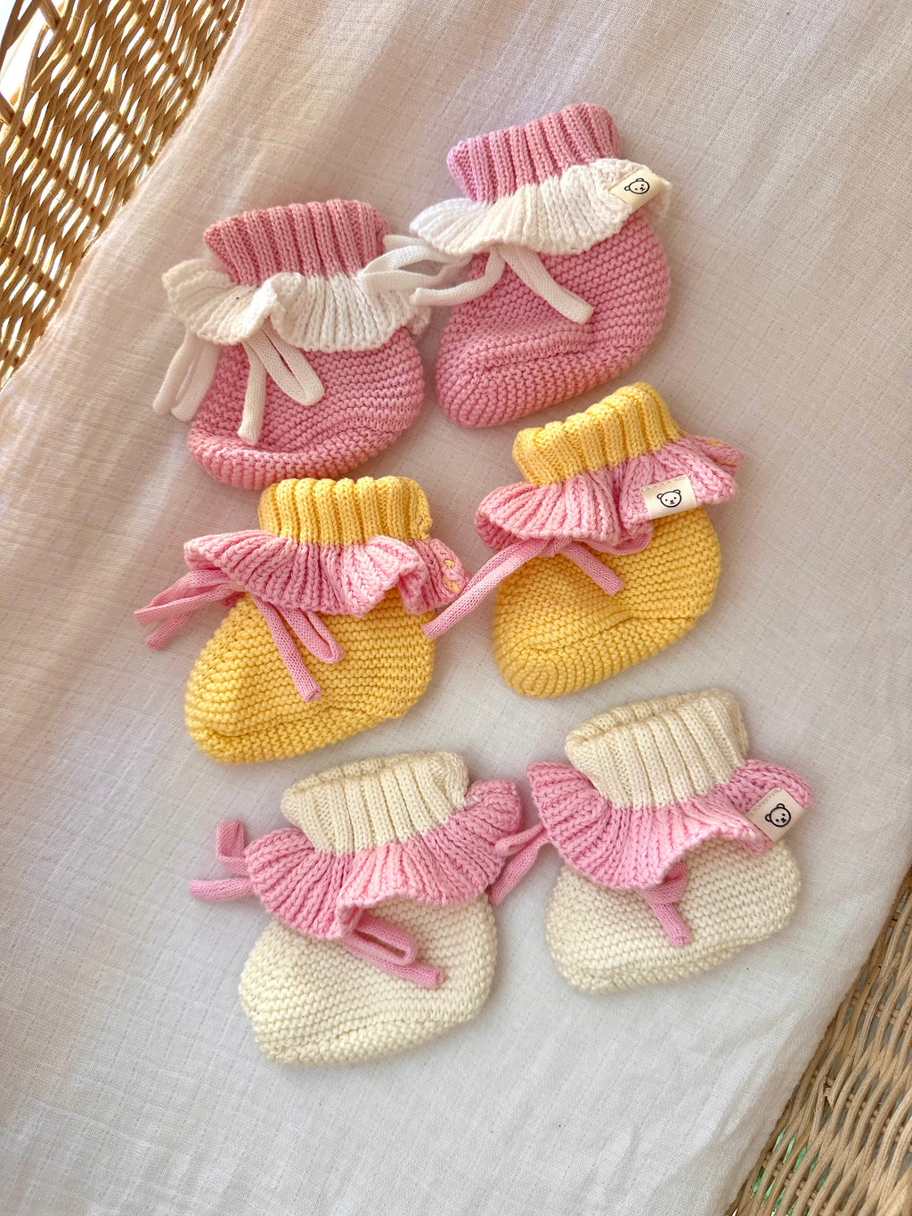 Frill Booties - Yellow and Pink