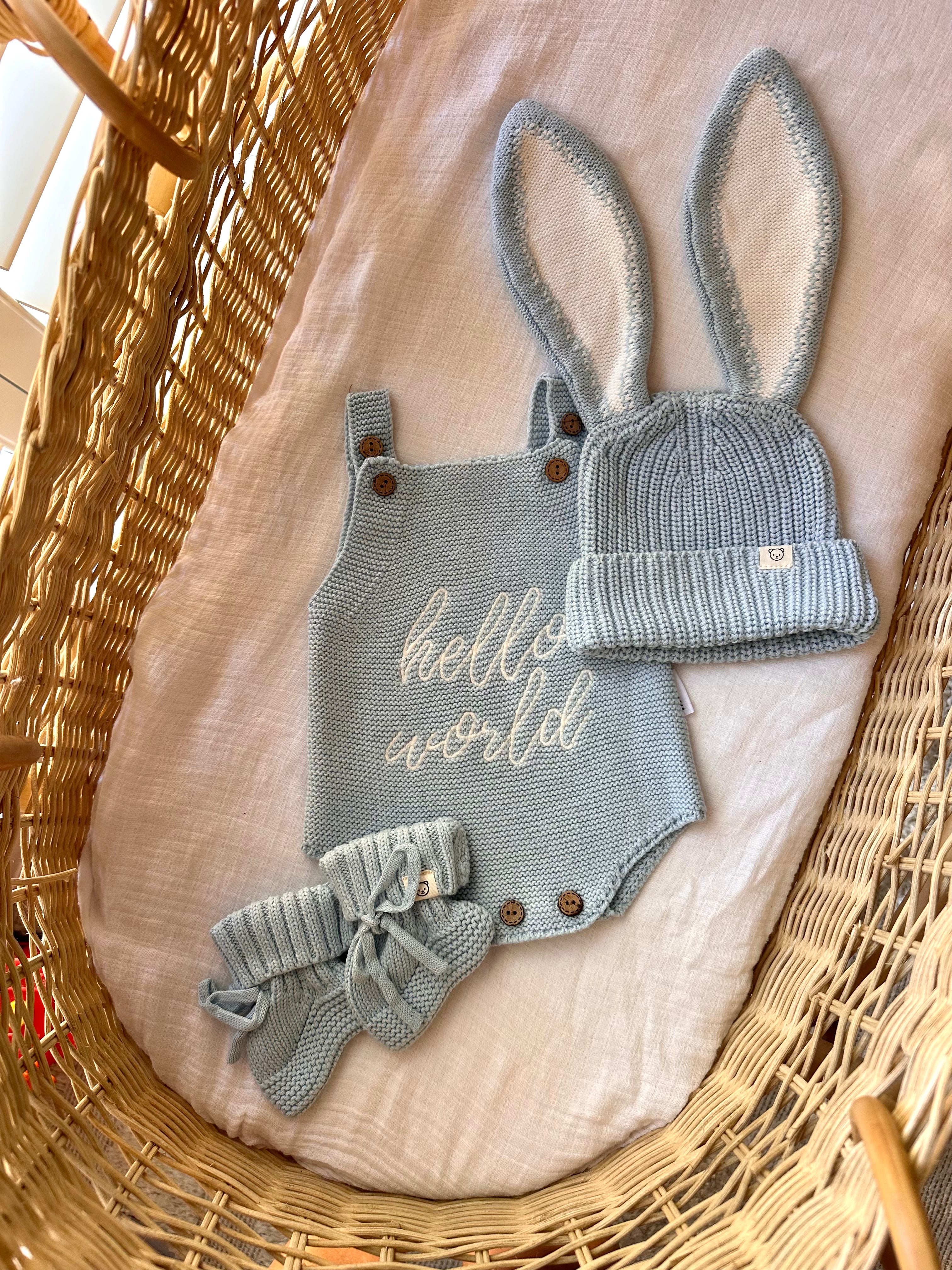 "Hello World" Singlet Romper - Blue