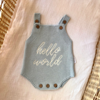 "Hello World" Singlet Romper - Blue