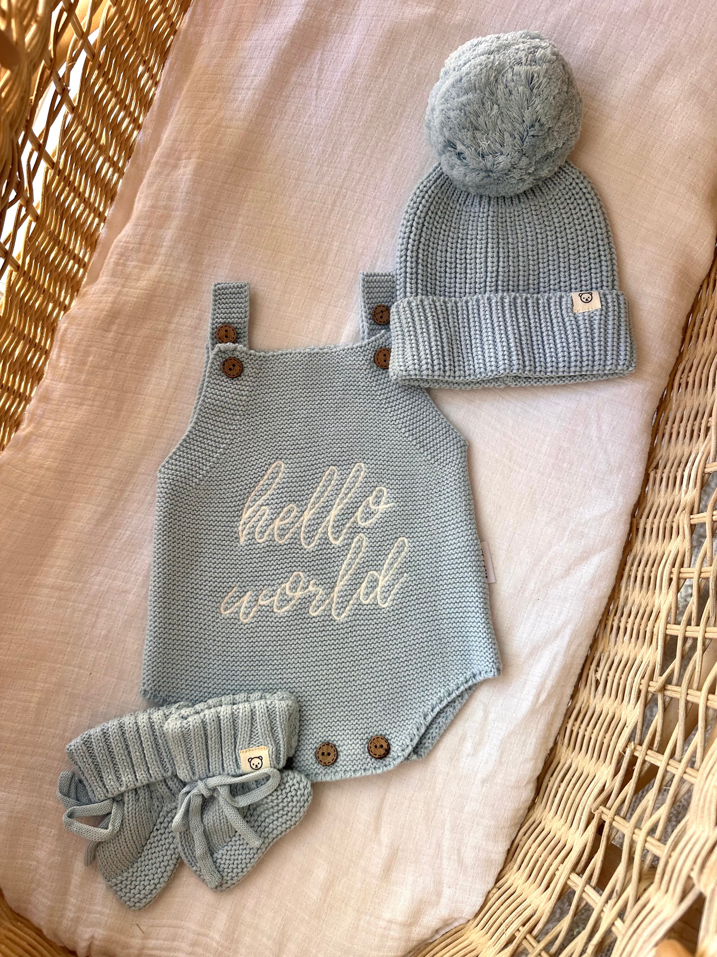 "Hello World" Singlet Romper - Blue