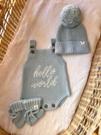 Blue "Hello World" Singlet Romper Bundle