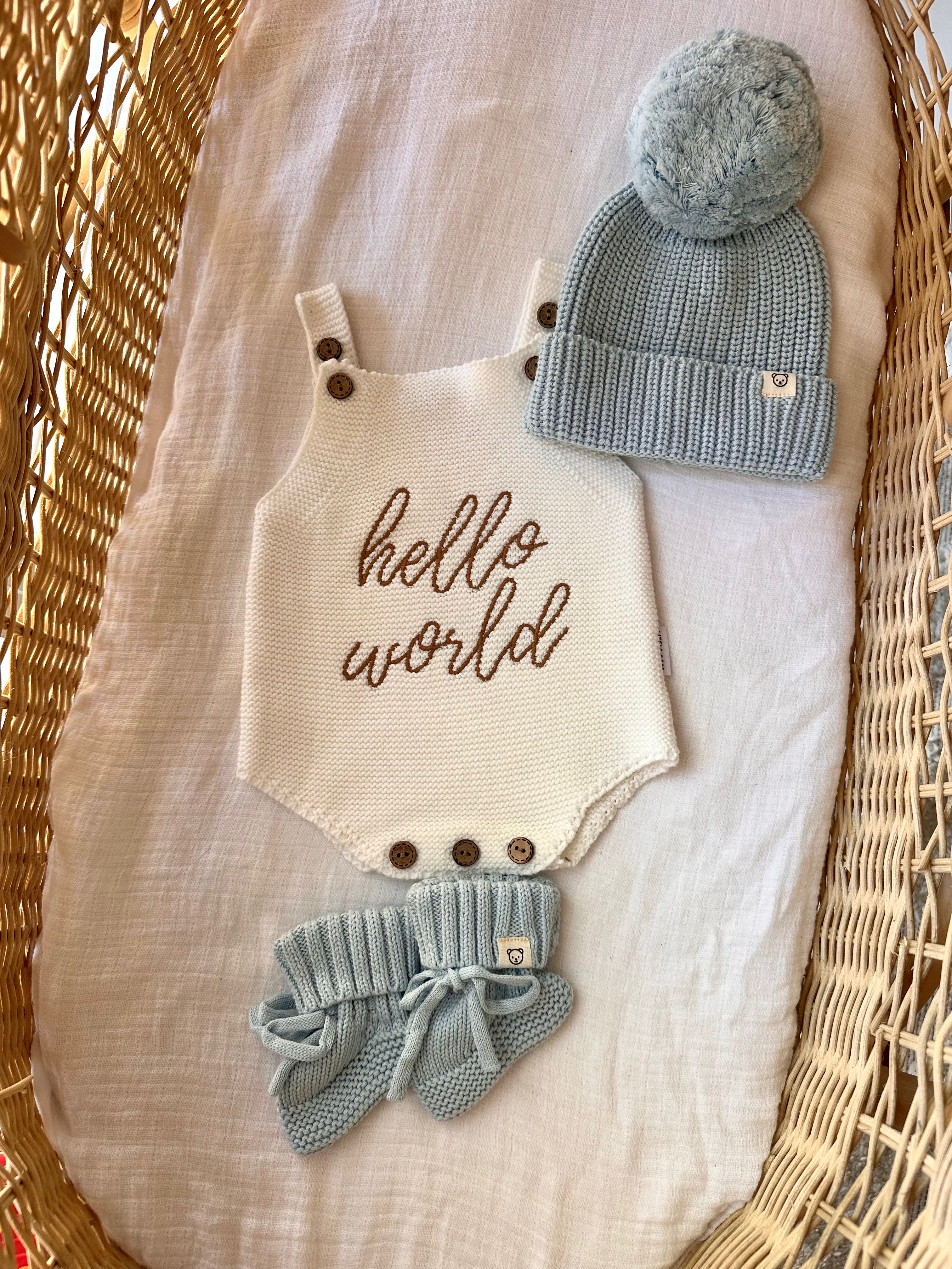 "Hello World" Singlet Romper - White