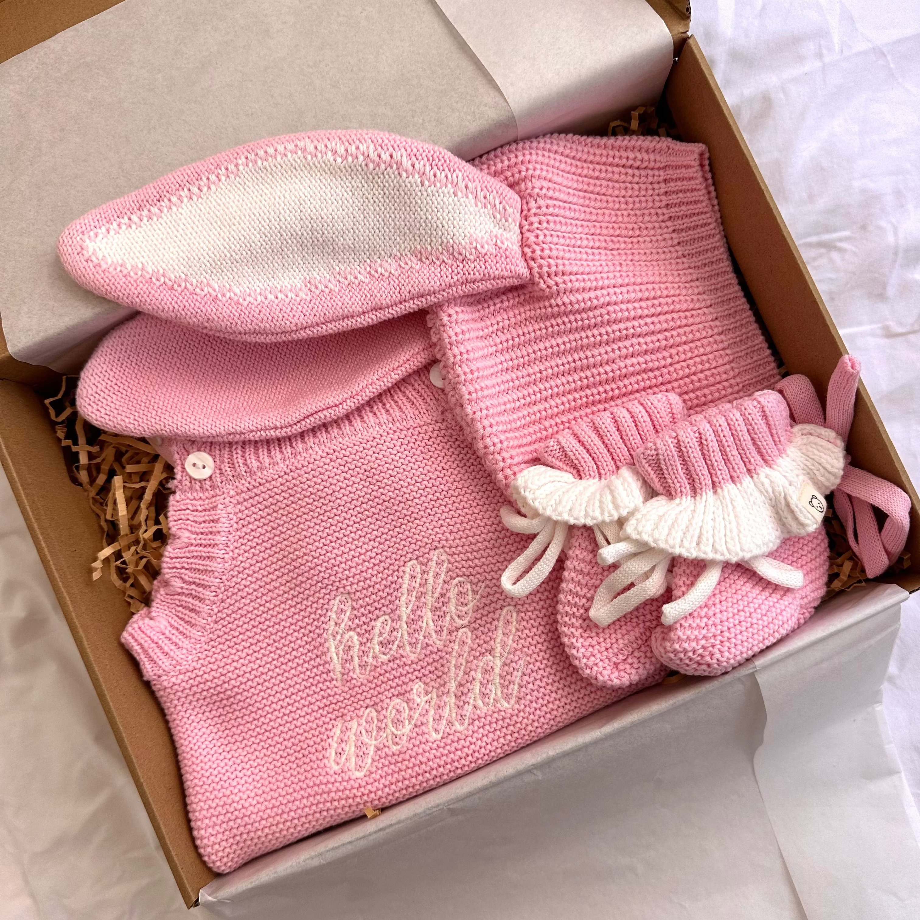 Pink Bunny "Hello World" Scalloped Romper Baby Box