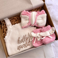 White "Hello World" Scalloped Singlet Romper Baby Box