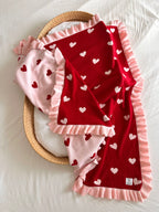 Little Love Large Reversible 100% Cotton Blanket - Red and Pink