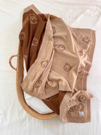 Large Little Bear Reversible 100% Cotton Blanket - Brown