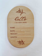 Oval "Hello I'm New Here" Announcement Card
