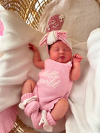 Pink & White "Hello World" Scalloped Singlet Romper Baby Box