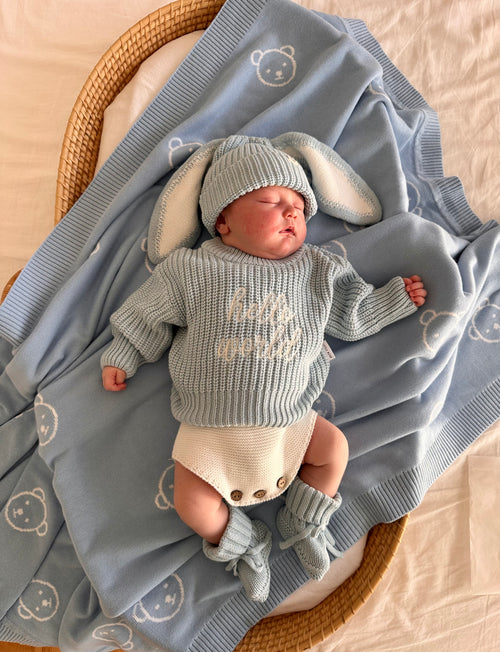 "Hello World" Knitted Jumper - Blue